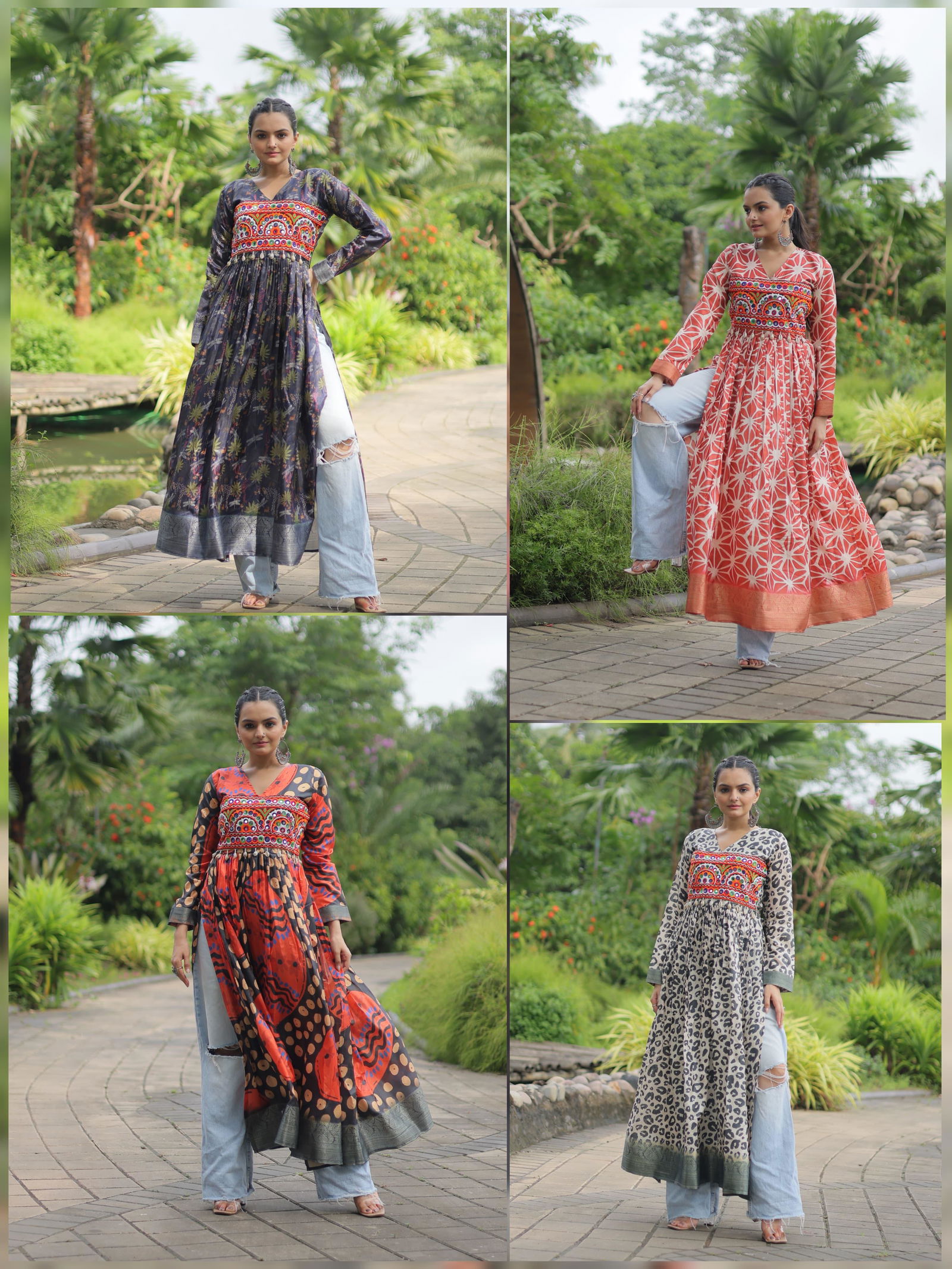 KA 1131 Art silk With Kutchi Gamthi Work Navaratri Kurtis Wholesale Shop In Surat